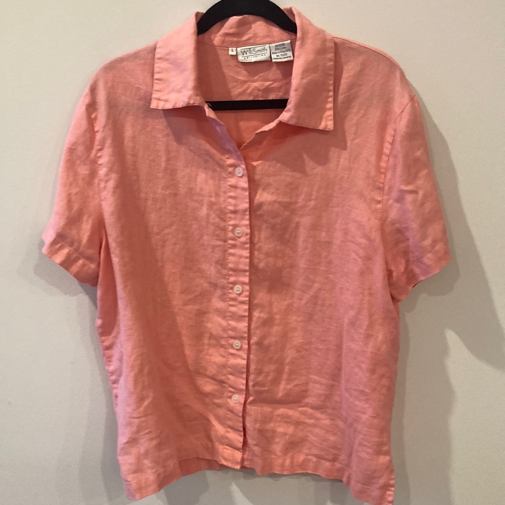 Willi Smith 100% Linen Women’s Button Down Shirt Size L Work Casual Summer